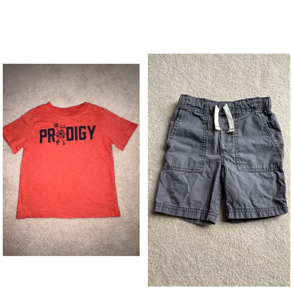 Carter’s Orange  'Prodigy' T-Shirt and Gray Shorts Set size 5